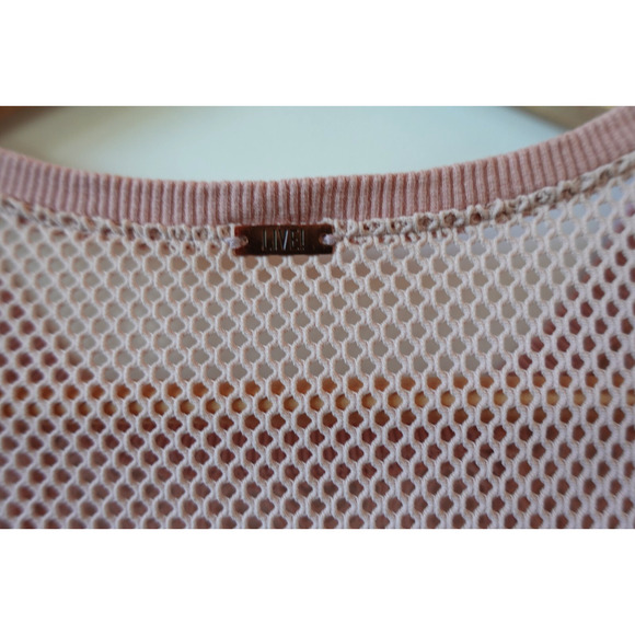 LIVE Top Womens Medium Pink Sheer Mesh Fishnet Activewear Muscle Tee T Shirt Y2K - Picture 4 of 7